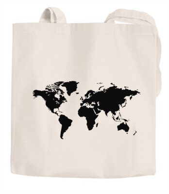 Baumwolltasche Weltkarte World Map Stoffbeutel Jutebeutel Baumwollbeutel Autiga 