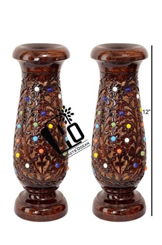 MC Beads Flower Vase Pair | Set of 2 | Flower Pots | Carving Flower Pots | (12 i - Afbeelding 1 van 4