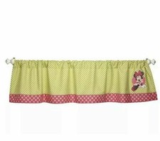 Disney Minnie Mouse Petal Perfect Window Valance Curtain Green Polka Dot 9698