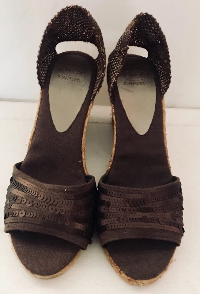 Alpargata superior de tela marrón para mujer Circa Joan David cuña punta abierta talla 11 Foto 2 de 4