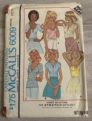 McCalls SEWING PATTERN 6009 Misses' Drawstring Knit Tops Sz Petite 6-8 UNCUT