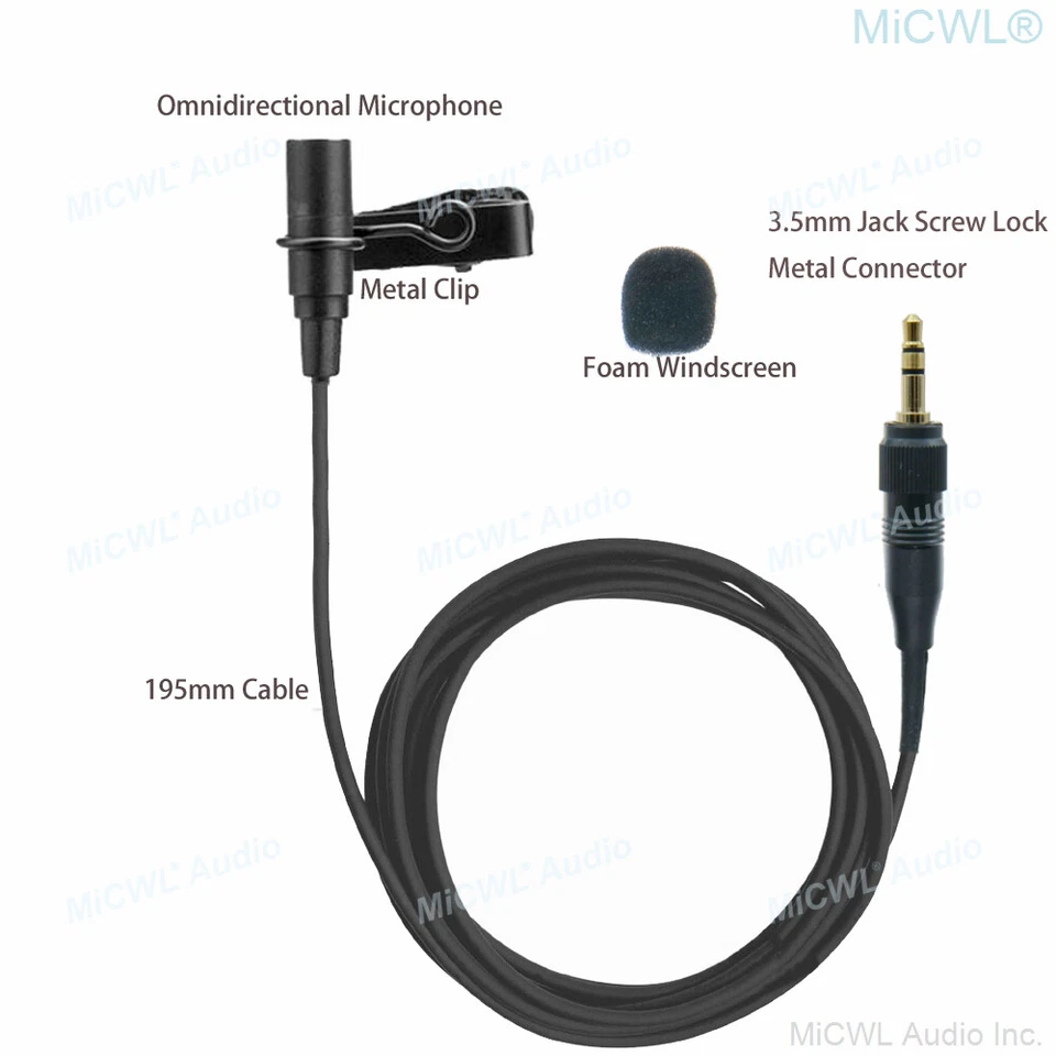 Tie Clip Lavalier Lapel Microphone For Sony UWP UTX D21 D11 V1 Wireless Mic ECM7 - Image 2 of 4