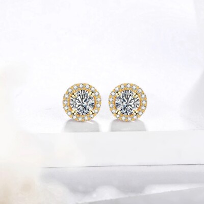 0,5ct Ohrringe Gelbgold Diamant Testpass Laborgefertigt VVS1/D/Brillant