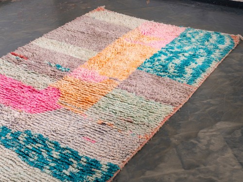 5×9 ft (165x270)Handmade Moroccan Boujaad Orange Area Rug Abstract Berber Carpet - Picture 3 of 10