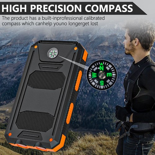 28800mAh Solar Power Bank Portable Charger With Bright Flashlight Dual USB Port - Picture 11 of 13