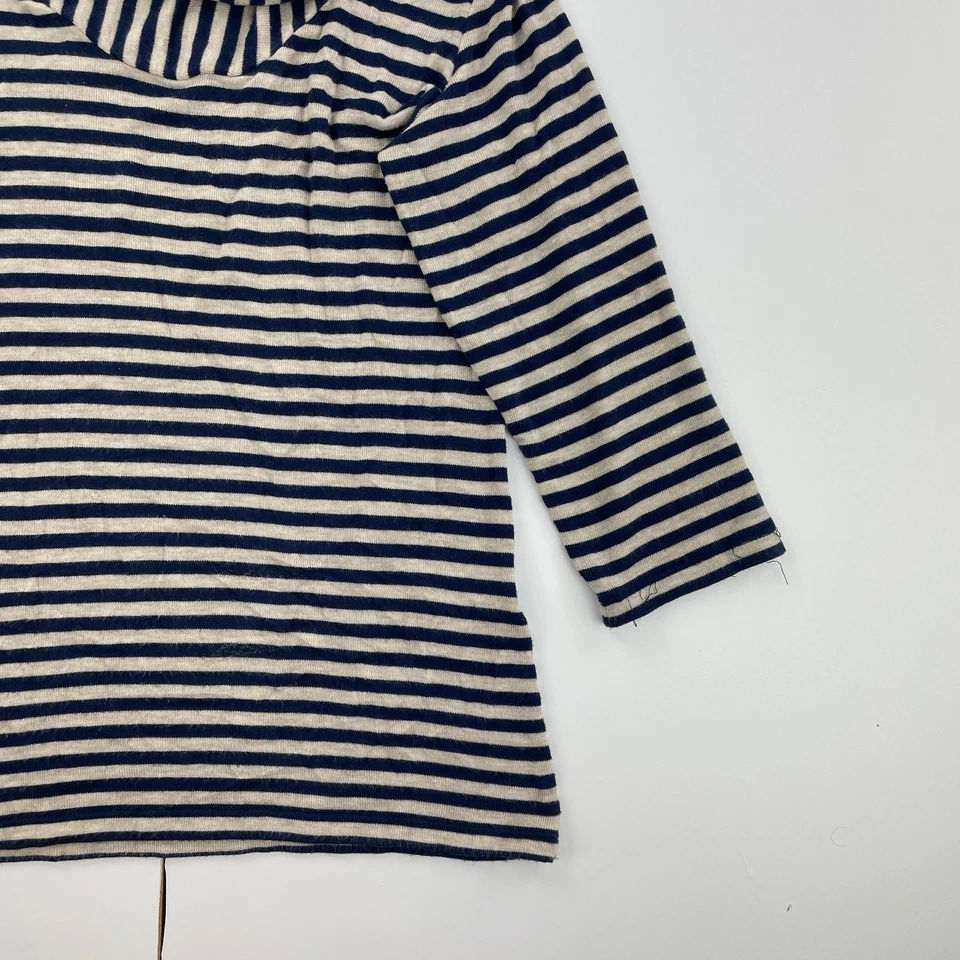 Top de jersey FASE OCHO 10 azul beige a rayas cuello capucha manga 3/4 para mujer Foto 3 de 4