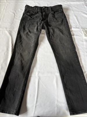 Hollister Epic Flex Slim Straight Black Wash Mid Rise Jeans Men Size 33x32