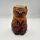 Blenko Handmade Amber Glass Bear Signed