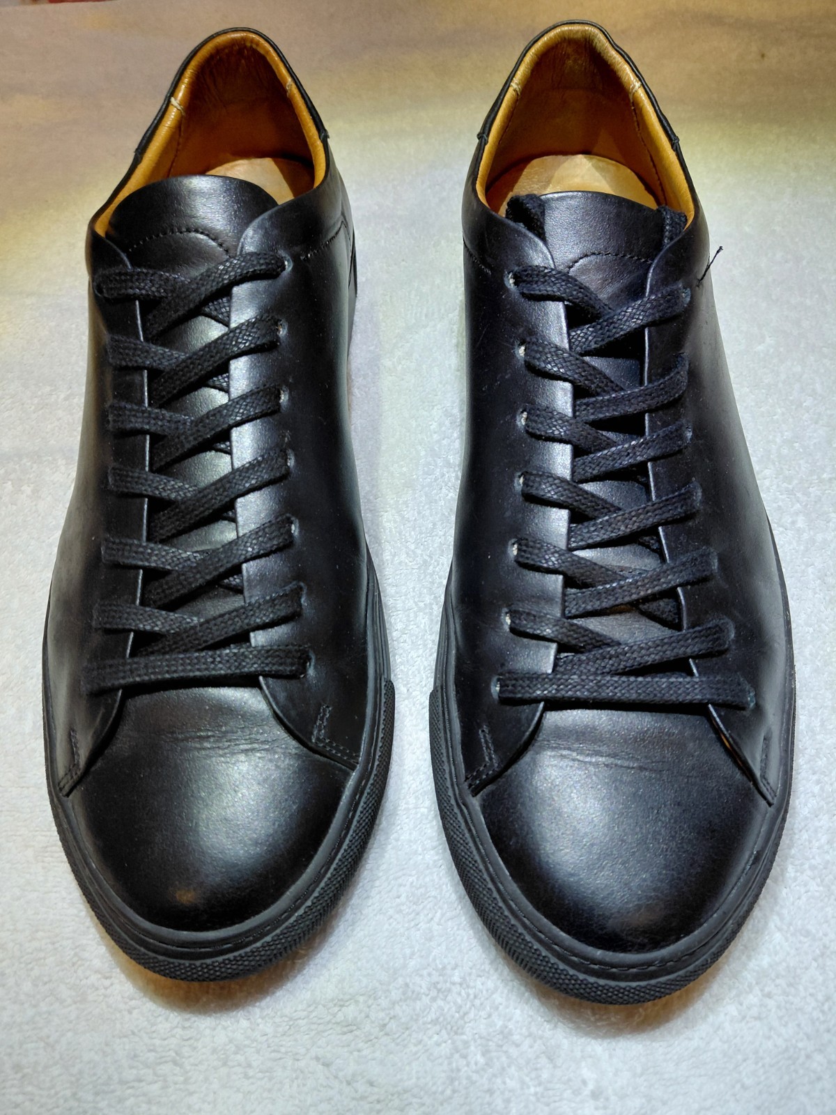 Beckett Simonon Black Leather Low Top Lace Up Sneakers Size 10 Pre-Owned