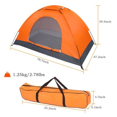 1 Person Lightweight Dome Tent Waterproof Windproof Camping Orange