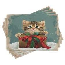 Tischset Platzset 4er Set Cartoon-Tabby-Katze Kunst