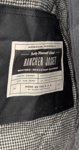 Flint And Tinder Waxed Rancher Jacket Black Button Up Flannel Lined Men Large - product listing photo