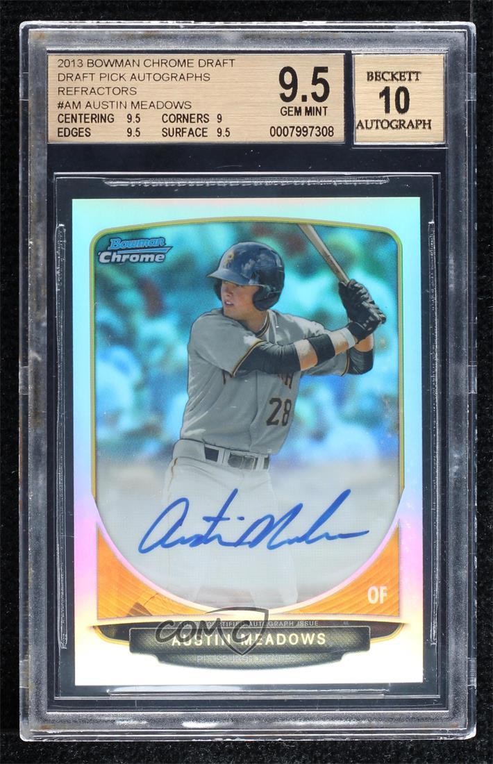 2013 Bowman Draft Chrome Prospect Refractor Austin Meadows BGS 9.5 Auto 04g8