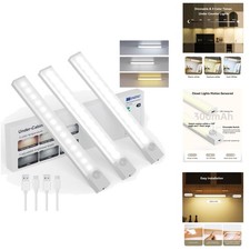 Dimmable Rechargeable LED Under Cabinet Lighting - 3-Pack, 8 Inch, Motion Sensor