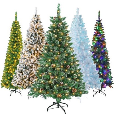Christmas Tree LED Lights/Fiber Optic Pre Lit/Snow Flocked/Pinecone 4/5/6/7FT US