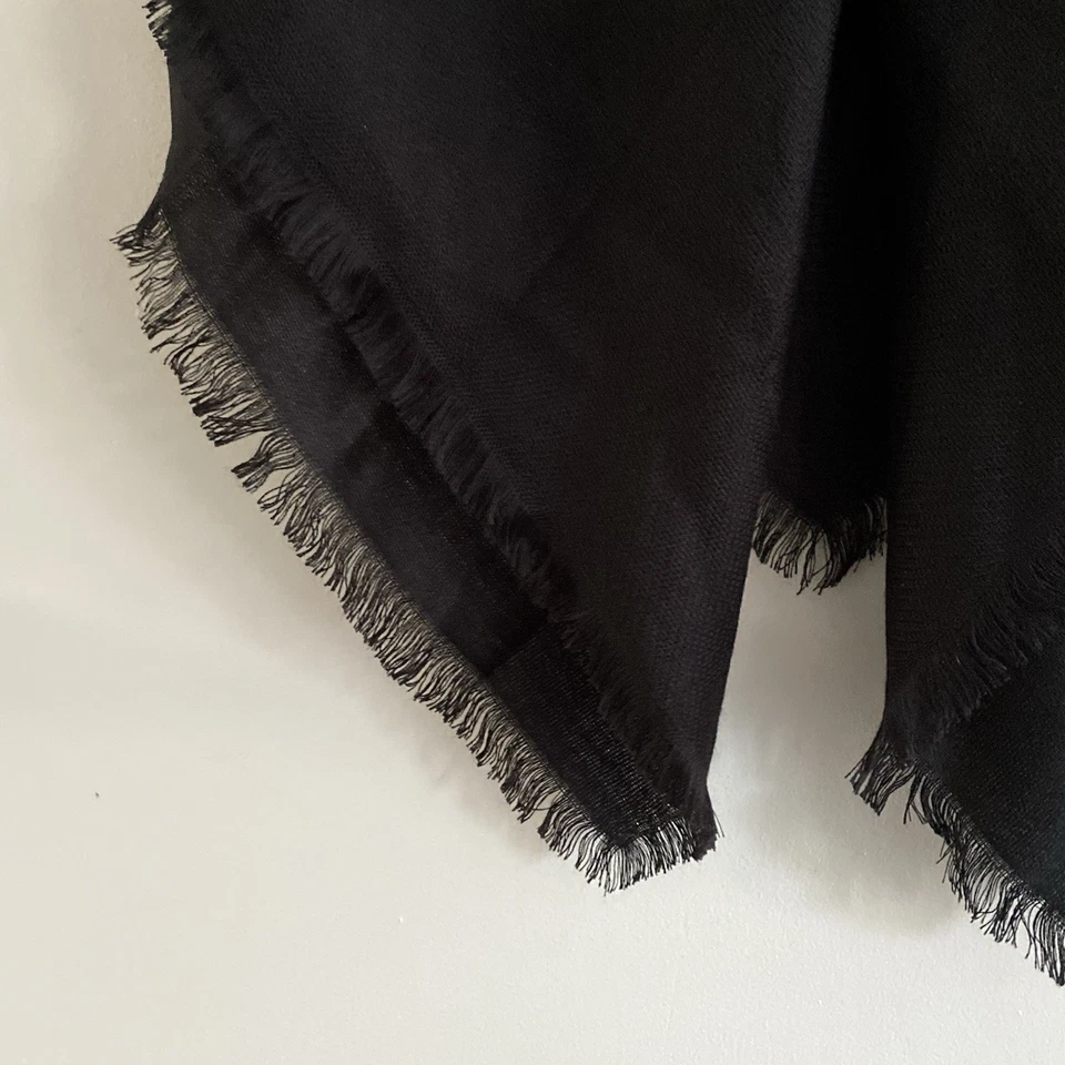 Worthington Chal Grande Cubierta Envolvente Flecos Negros Paisley Eduardiana Hada Oscura Foto 2 de 4