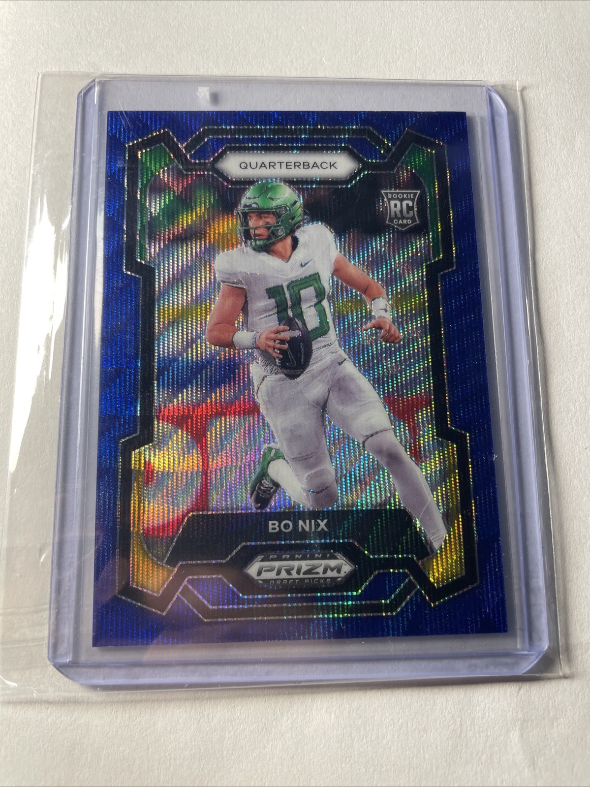 2024 Panini Prizm Draft Picks - Bo Nix #105 Blue Wave Prizm /249 (RC)