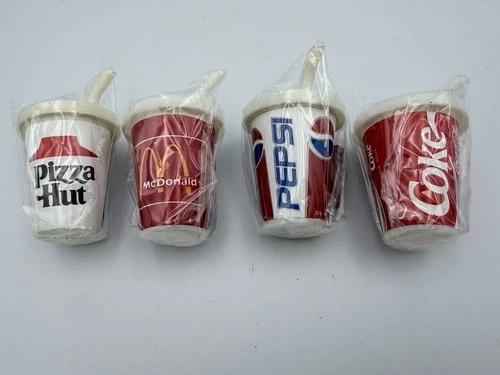 Vintage Coca Cola, Pepsi, McDonald & Pizza Hut Cup Magnets Rare