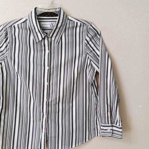 Camicia donna Jones Wear Studio taglia M? (taglia tagliata) manica lunga a righe marrone J688 - Foto 4 di 11