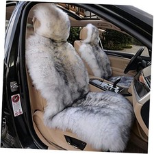 A Pair Genuine Sheepskin Car Seat Covers Luxury Fur Long Wool Car 2 White Grey
