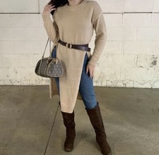 High Slit Sweater Dress, Tan / Beige Color, Size Small / 4, Never Worn, SHEIN