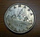 1936 Canadian One Dollar Silver Coin