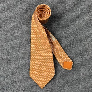 Cravatta Hermès Paris arancione modello H 100% seta larghezza classica made in France