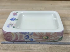 Vintage Mervy's Floral Soap Dish Made In Japan White Porcelain Trinket Dish 5”
