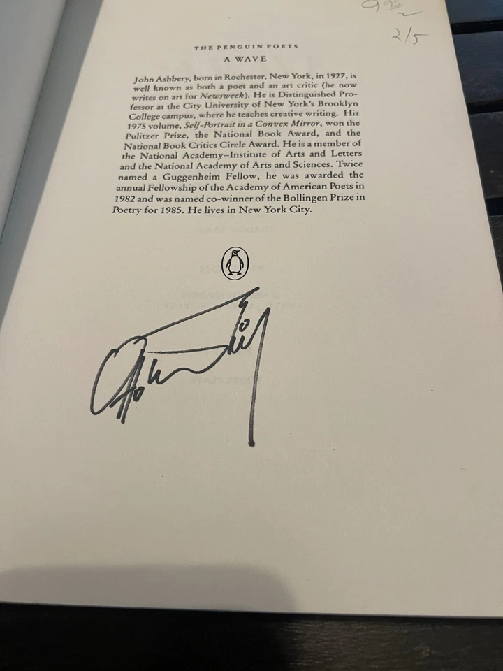 John Ashbery / A Wave Signed 1st Edition 1985 Foto 3 de 4