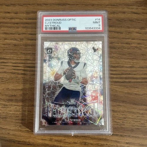 CJ STROUD 2023 DONRUSS OPTIC #14 RC ROOKIE MYTHICAL PRIZMS TEXANS SP PSA 9 MINT