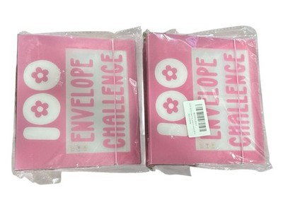 100 Envelope Challenge Budget Savings Organizer Set Pink 2 Packs Easy-To-Use Mon