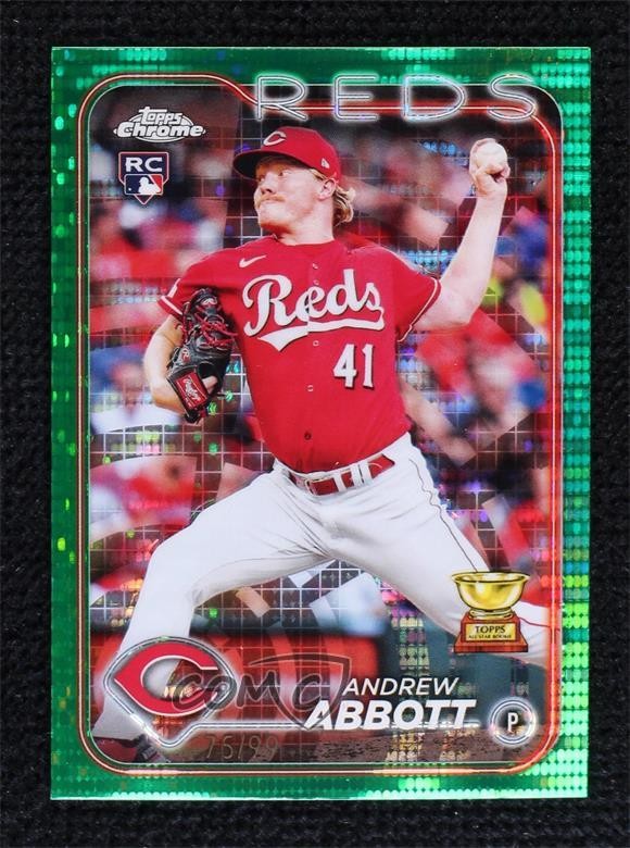2024 Topps Chrome Green Sonar Refractor 76/99 Andrew Abbott #154 09b6