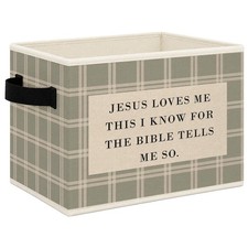 Christian Nursery Foldable Storage Bins Box with Handles, Jesus Loves Me This...