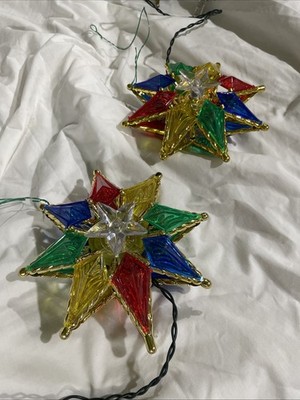 Set of 2 Vintage Style Christmas Tree Topper 8 Point Star 8 Inch