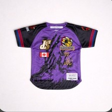 Headgear Classics Jurassic Park OVO Youth Small Baseball Jersey Purple Black