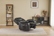 Black Faux Leather Recliner Chair with Vibration and Heating