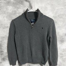 Polo Ralph Lauren Kids 1/4 Zip Pullover sweater Gray sz Med  Kids EUC Nice