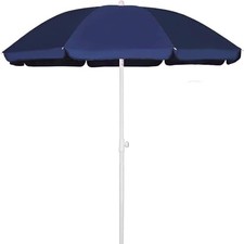 6 Ft Beach Umbrella Portable Sun Shade Canopy Outdoor Patio UPF 50 Navy Blue