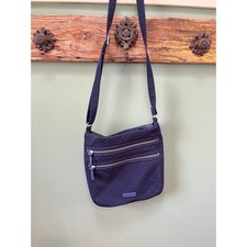 Vera Bradley Triple Zip Hipster Crossbody Bag Navy Blue Quilted Microfiber