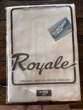 VTG Royale Cream 70" Round Tablecloth Poly Scotchgard Damask Taiwan New Sealed