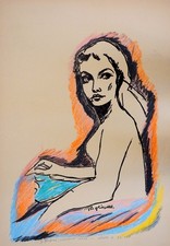 1968 ENOTRIO PUGLIESE RITRATTO OPERAIA, GRANDE SERIGRAFIA NUMERATA