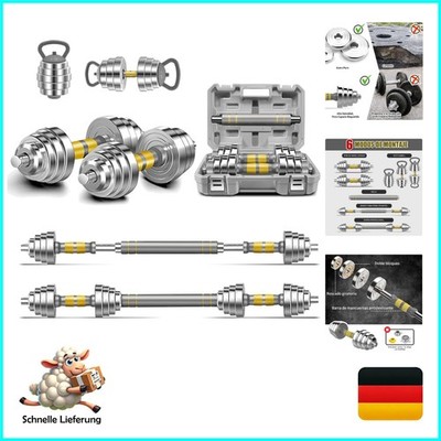 Verstellbares Hantelset 20/30/40 kg Phoeros 3-in-1 Langhantel & Kurzhantel Fi...