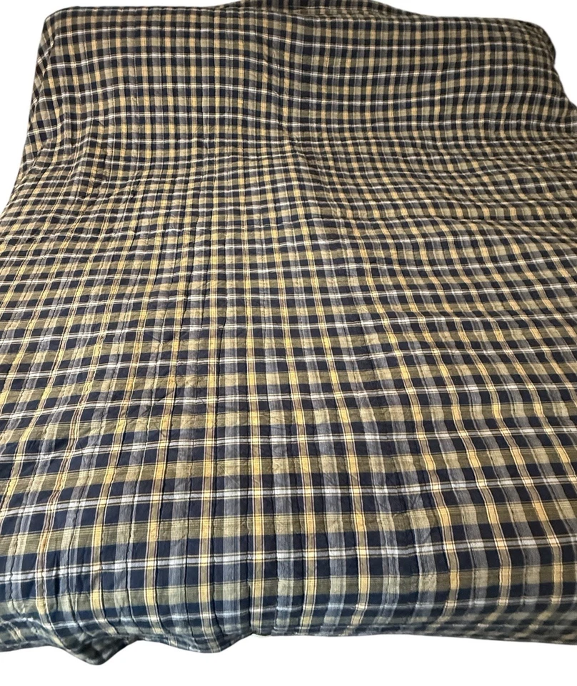 Nautica Surfside Patchwork Quilt KING Plaid Reversible 102x90" Red Blue Blanket - Image 3 of 4