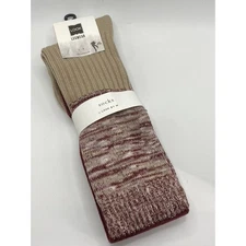 LOOK By M LEGWEAR Women's Tan-Burgundy Wool-Blend Knit Over-The-Knee Socks SZ OS