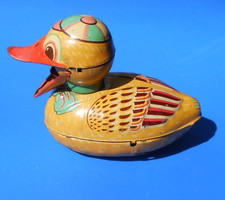 Vintage K Tin Toy Friction Duck - Made in Japan