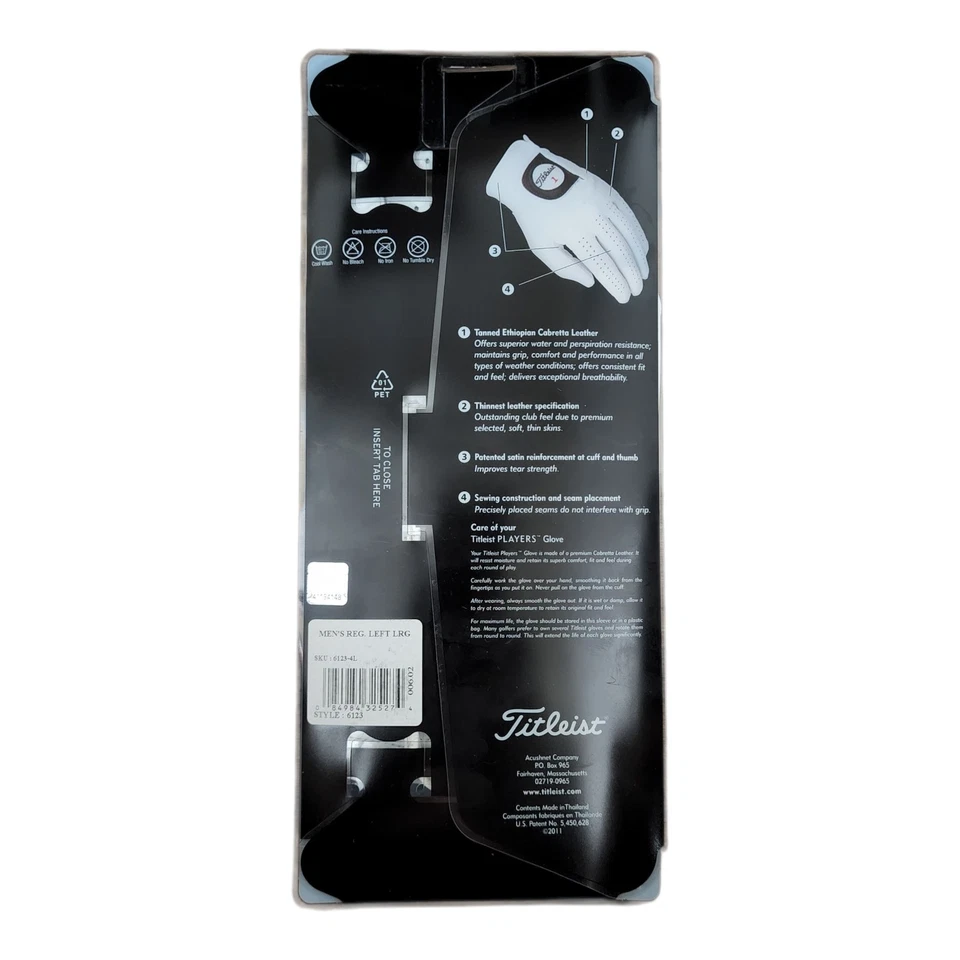 New ~ Men's Titleist Players Golf Glove Med-Lg LEFT (For Right Handed Players) - Image 2 of 2