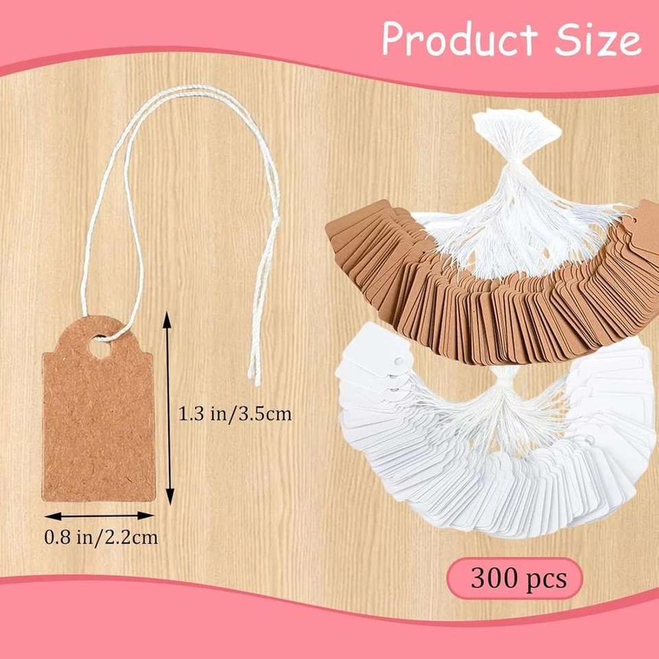 300pcs Price Tags with String, 3.5x2.2 cm Clothing Tags, Jewelry Tags - image 4 of 4
