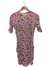 ZARA Abito a maniche corte Donna Abito Taglia IT 42 lilla-arancione chiaro-blu