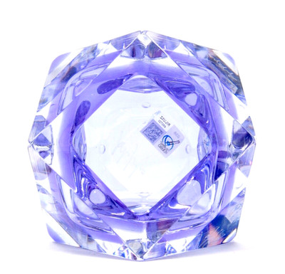 SIGNIERT Murano Mandruzzato Untergetauchtes Kunstglas Alexandrit Block facettierte Schale