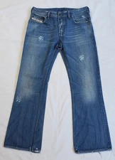 Vintage Diesel Zathan Boot Cut Distressed Denim Blue Jeans Men's Size 33x32
